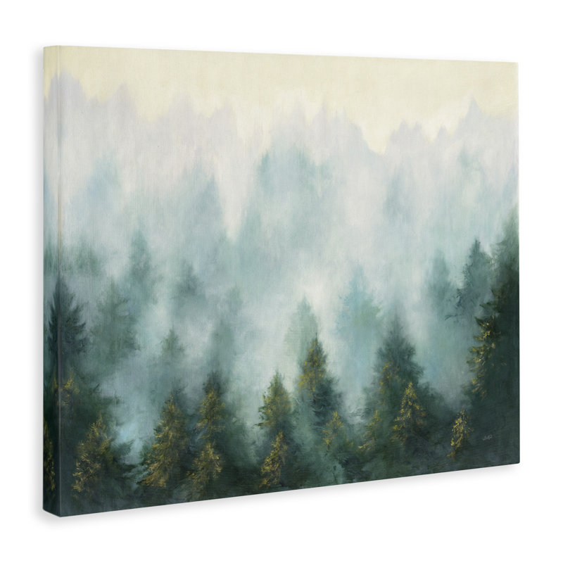 Paysage de pin abstrait avec brume par Julia Purinton - impression, H 16 po x l 20 po