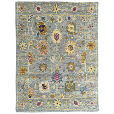 Tapis oriental gris en laine noué à la main Fiona