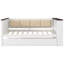Lit de jour simple en bois avec tablettes de rangement, dossier rembourré, USB et lit gigogne, blanc-615177359