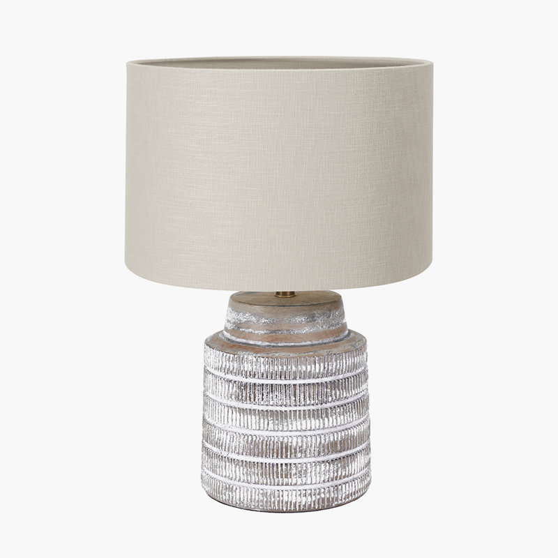 Table Lamp, 17.71" H x 11.81" W x 11.81" D, Linen, Grey