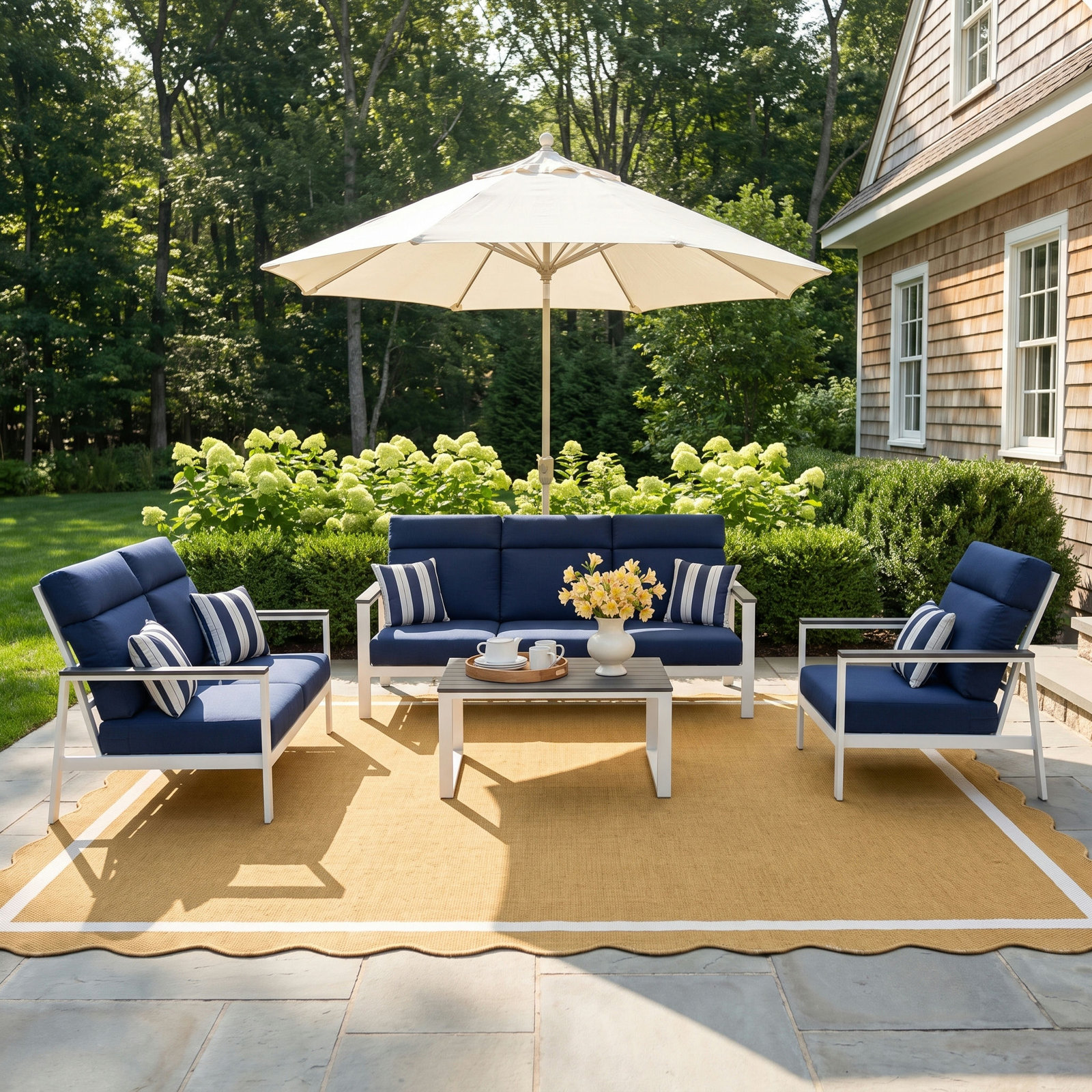 Townsend 6-Person Sunbrella® Patio Seating Group, Canvas Navy, Gray