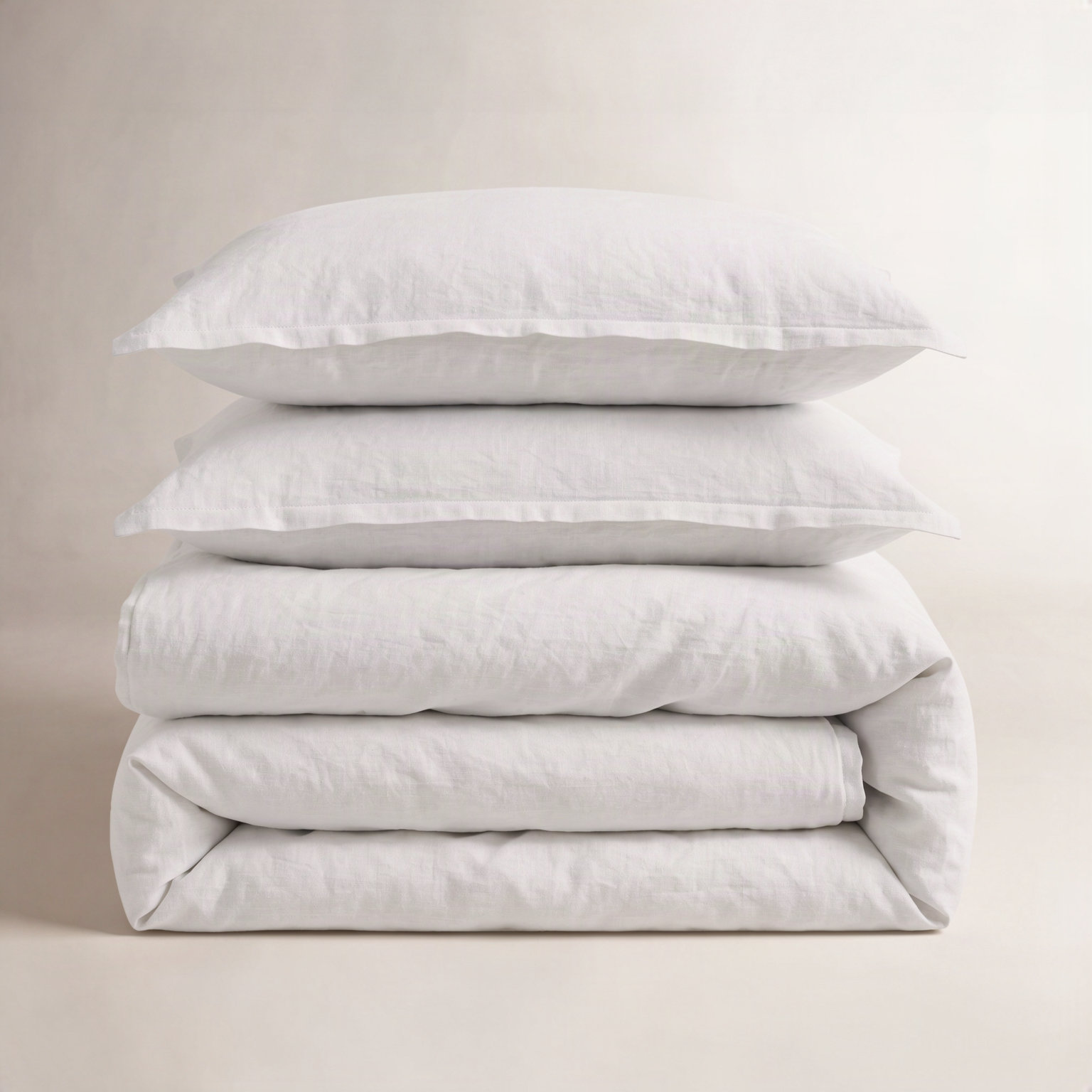 Boseman Linen Duvet Cover Set, White, Queen Duvet Cover + 2 Standard Pillowcases