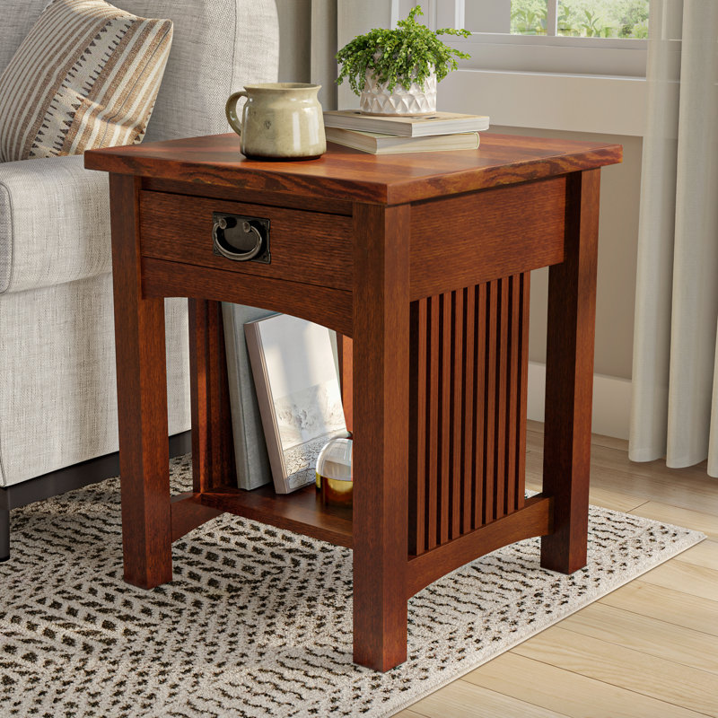 Vivre Solid Wood End Table with Storage