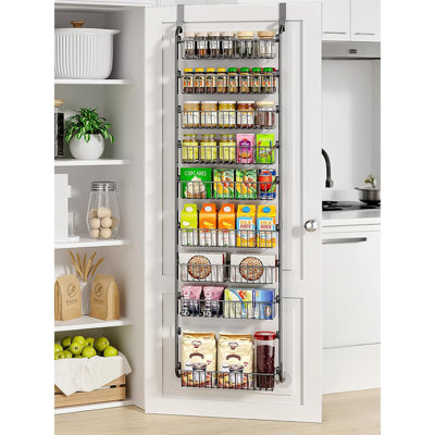 Over The Door Pantry Organizer, 9-tier Pantry Door Organizers And Storage With Adjustable Basket, Metal Hanging Spice Rack, Seasoning Organizer, Door Organizer For Home Kitchen Bathroom, Black