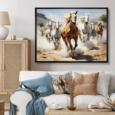 Cowboy Wild Mustangs Cowboys - Cowboys Canvas Art Print