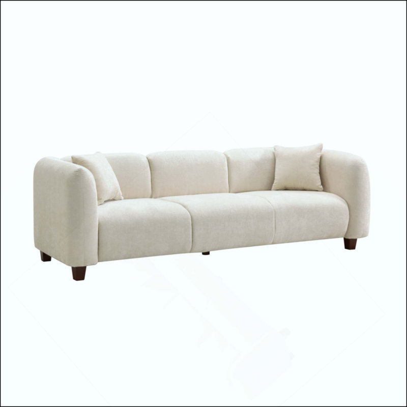 Canapé 3 places en chenille rembourré 3 places, confortable et durable pour la famille et les réceptions, Tissu - Beige