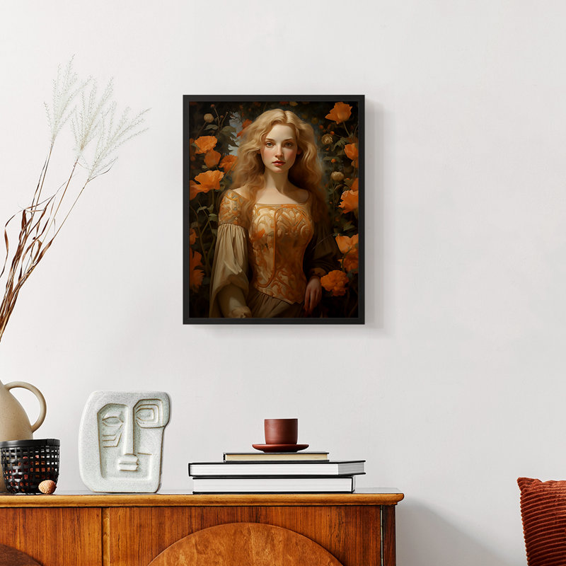 «WOMEN Series DII» - reproduction encadrée de qualité supérieure - prête à être accrochée - aucun clou requis, Noir