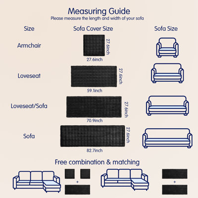 Soft Couch Cover For Dogs, Washable Pet Friendly Couch Covers, Non Slip And Thick Sofa Slipcover, Furniture Protector Mat For Pet(27.6"*59.1",Black)