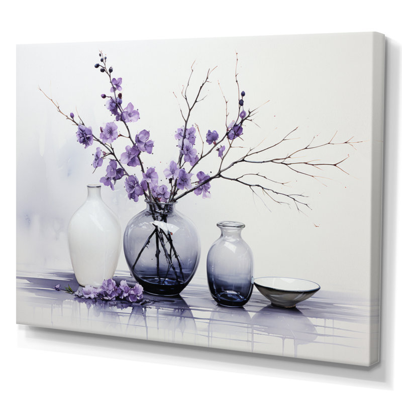 Mauve gris minimalisme équilibre et poterie de contraste - Impressions encadrées minimalistes, H 24 po x l 32 po x P 1 po