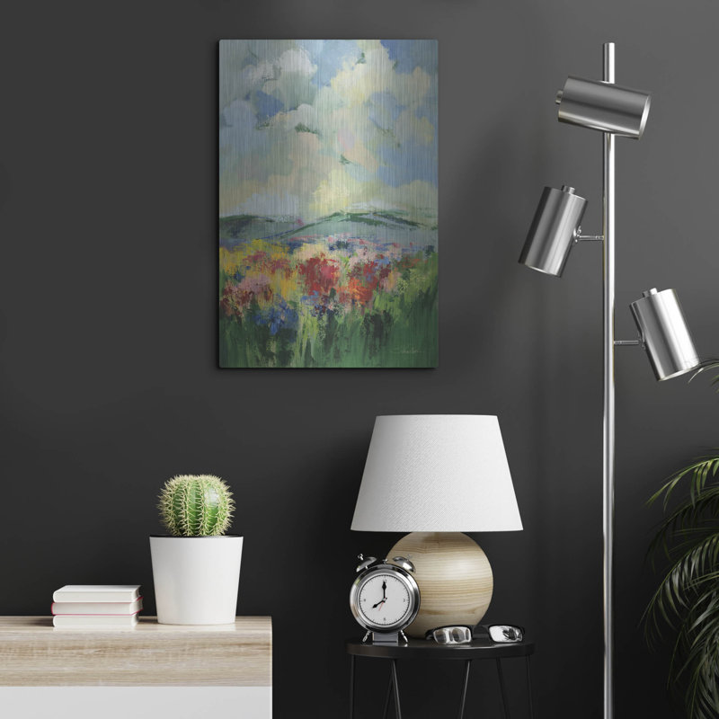 Art mural luxueux «Green Meadow 2» par Silvia Vassileva, 16 po x 24 po, H 24 po x l 16 po