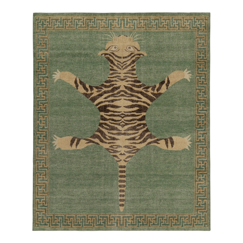 Distressed Homage Handmade Kilim Wool Animal Print Area Rug, Runner 3' x 12'
