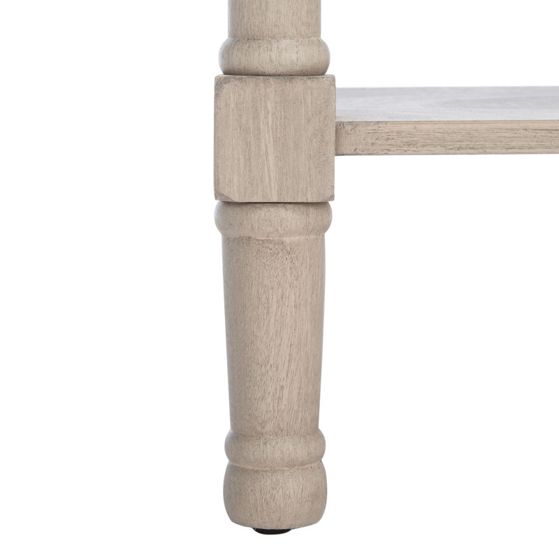 Josie Elegantly Carved Greige Wood & Metal 40'' Console Table with Storage