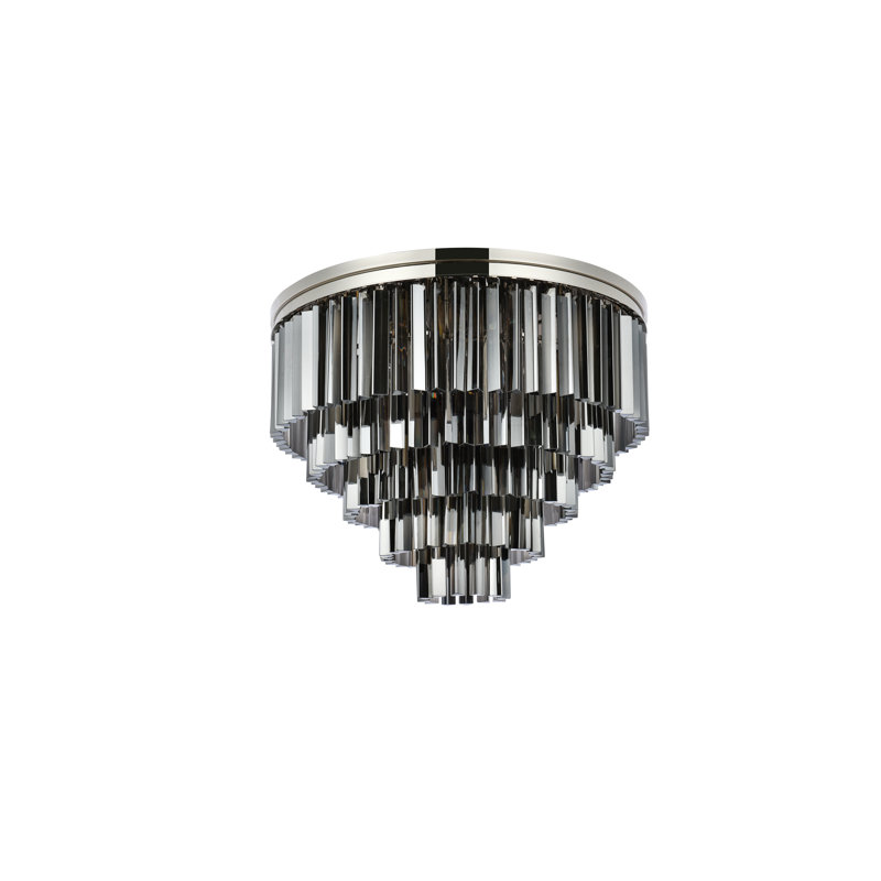 Yazmin Flush Mount, Polished Nickel, Silver Shade (Grey)