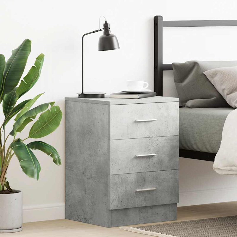 38cm W Manufactured Wood Bedside Table, Light Grey, Set of 1