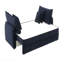 Canapé-lit modulaire en velours bleu avec 3 coussins décoratifs