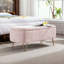 Banc de rangement avec repose-pieds avec fausse fourrure et pieds dorés-616901828