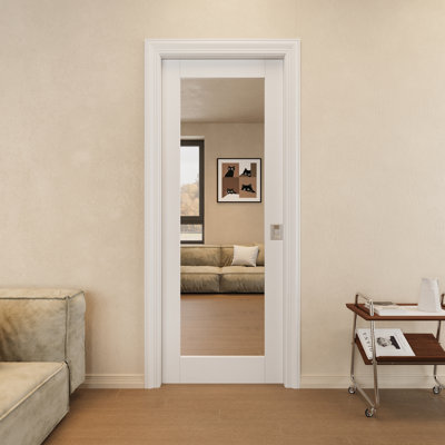 Porte de garde-manger coulissante intérieure avec porte coulissante et miroir
