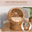Lit pour chat surélevé à la main, coussin moelleux et panier rotatif, espace enchanteur félin intérieur, H 24 po, lit brun tissé à la main avec coussin, structure rotative, pour chats,