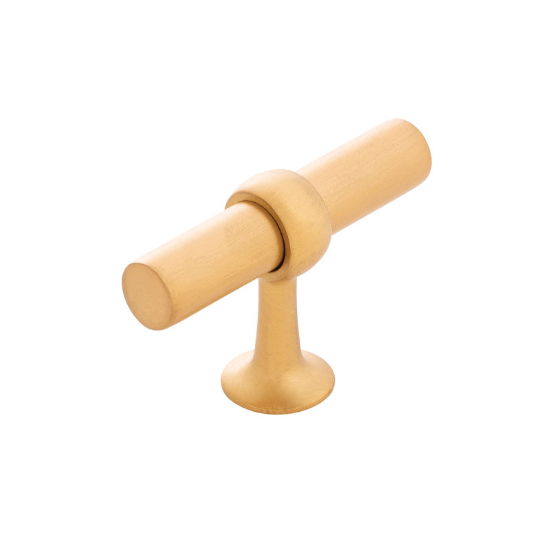 Ostia Collection Knob 2-1/2 Inch X 13/16 Inch Matte Black Finish, Brushed Golden Brass