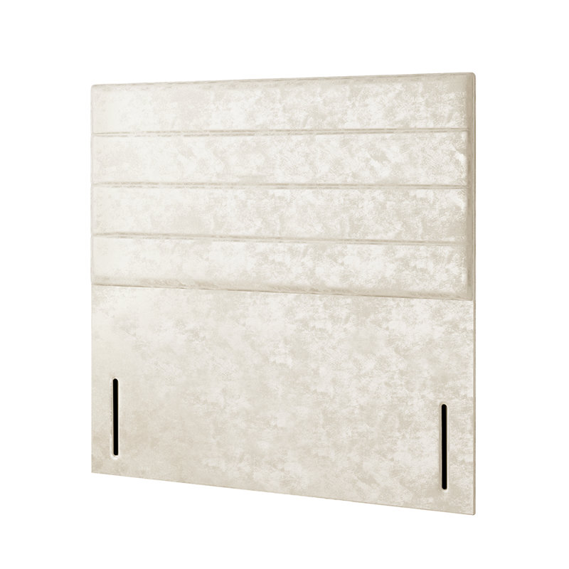 Kiara Stripped Floor Standing Headboard With Divan Base 4 Drawers Crush Velvet Cream With And Metal Feet (Double), 4 Drawers