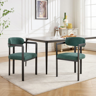 Ensemble de 2 chaises de salle à manger modernes rembourrées avec pieds en métal noir Boucle