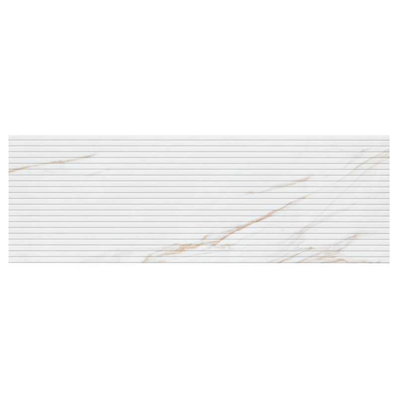 Carreau mural cannelé aspect marbre satiné Striara Marvelle Golden Drift 16'' x 48'', Marvelle Golden Drift