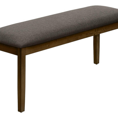 Banc, 44 po rectangulaire, rembourré, bois, salle à manger, cuisine, entrée, bois massif brun, tissu brun, transitionnel