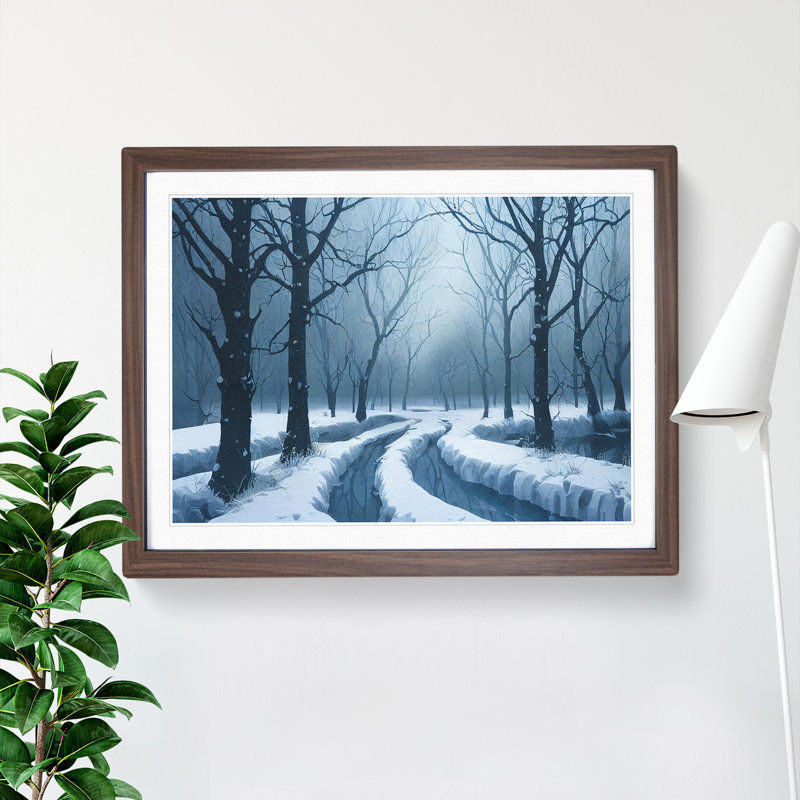 Awesome Winter Forest - Framed Print, 25cm H x 34cm W x 2cm D, Walnut
