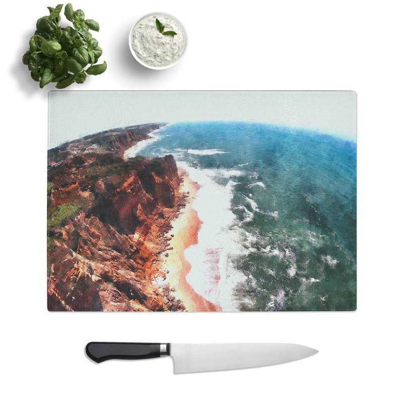 The Coast of Portugal Painting Chopping Board, 28.5cm W x 39cm L