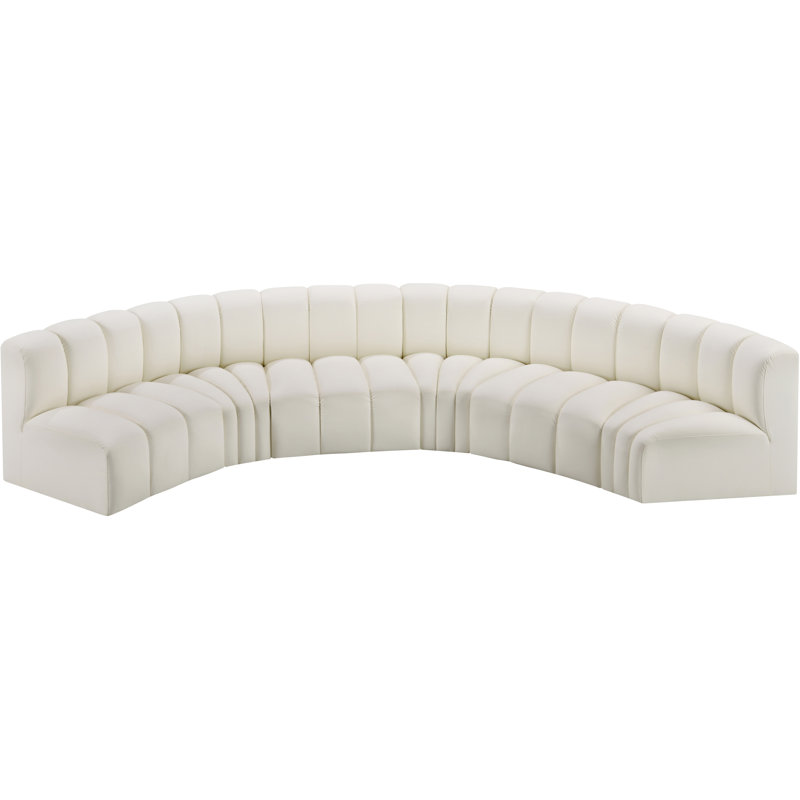 Canapé en cuir végétalien 151 po Hufeza, Cuir crème végétalien