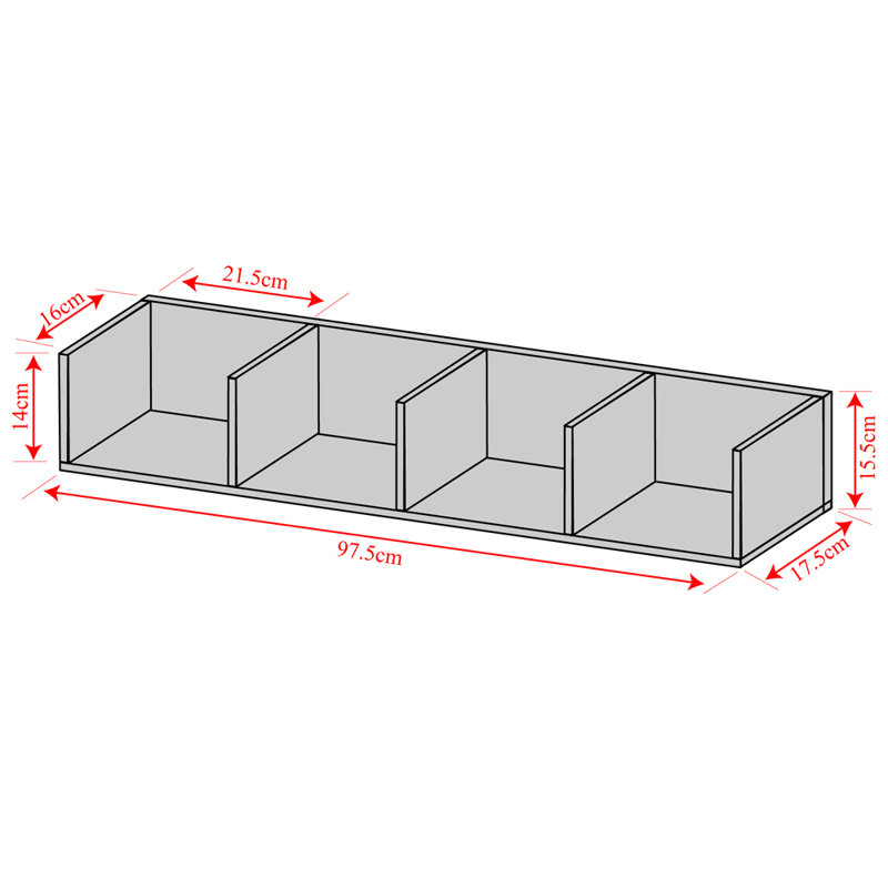 4 Piece Floating Shelf, White