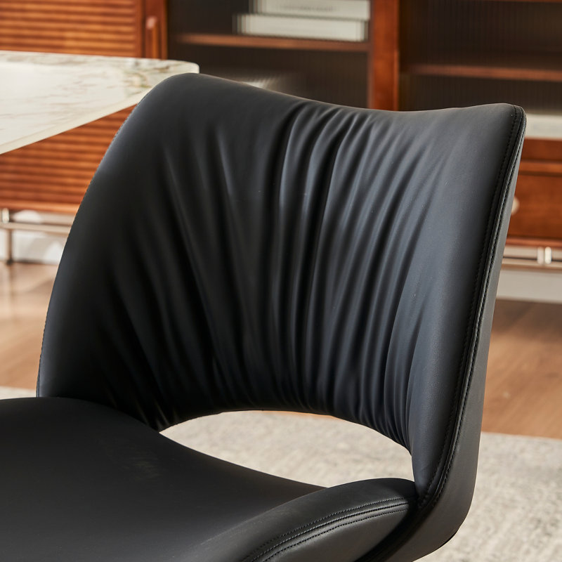 Mackensie Upholstered Dining Chairs Faux Leather Kitchen Chairs with Metal Legs, Black