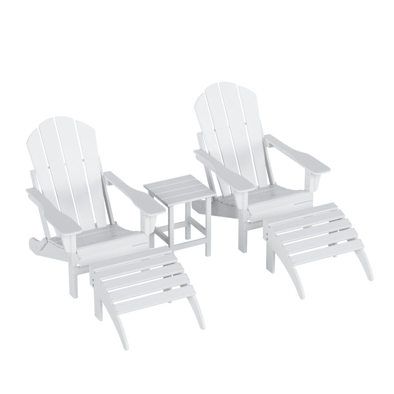 Laguna 5-Piece Seating Group with Table and Ottoman, White