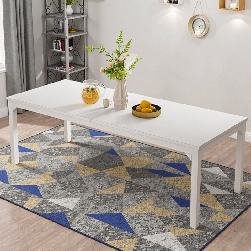 Table de salle à manger rectangulaire moderne blanche de 78 po KELVIO, grande table de salle à manger et de cuisine pour 6 à 8 personnes avec pieds en métal durables, table de salle à manger minimaliste pour les réunions de famille