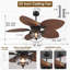 Ventilateur de plafond à 5 pales 52 "avec feuilles tropicales 52" avec lumière et télécommande-890785743