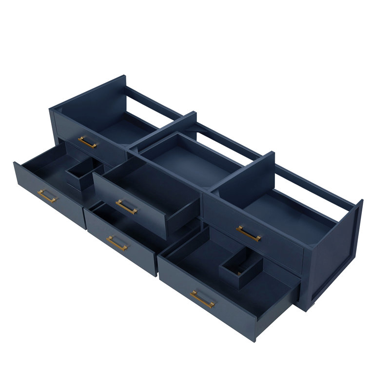 Meuble-lavabo double 84 po X P 22 po D, Doré, Bleu