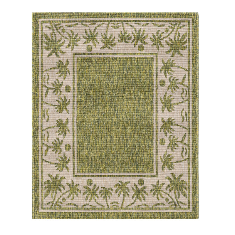 Tapis intérieur / extérieur à motif floral vert Springcreek, Rectangle 7 pi 10 po x 10 pi 2 po