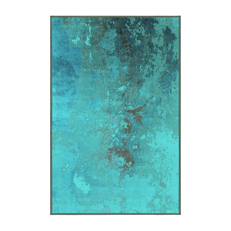 Tapis bleu / bleu sarcelle, Rectangle 2 pi x 3 pi