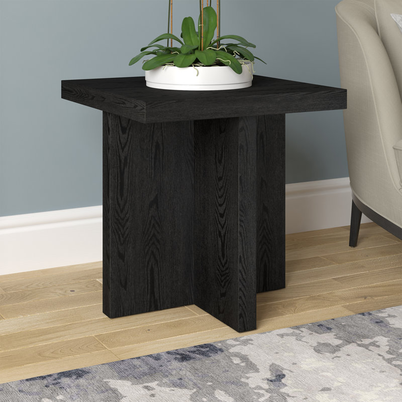 Elna Pedestal End Table, Black Grain