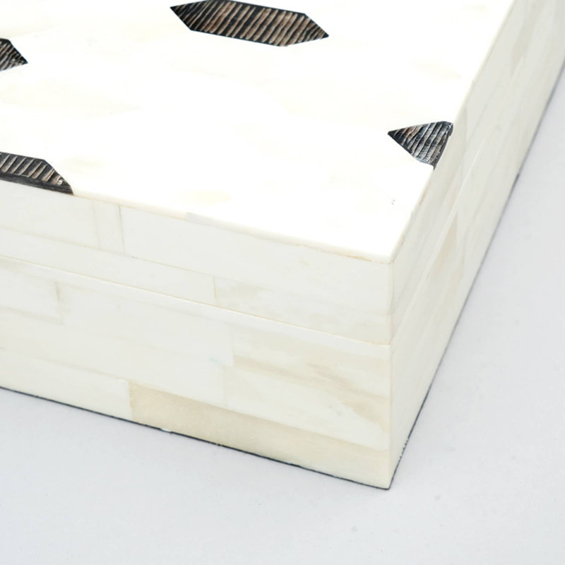 Boîte décorative | Boîte de rangement à motif géométrique | Ensemble de 3 | 12 x 10 x 4 po
