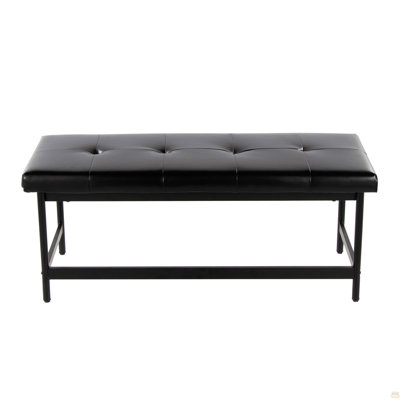 Bench In Black Metal And Black Faux Leather