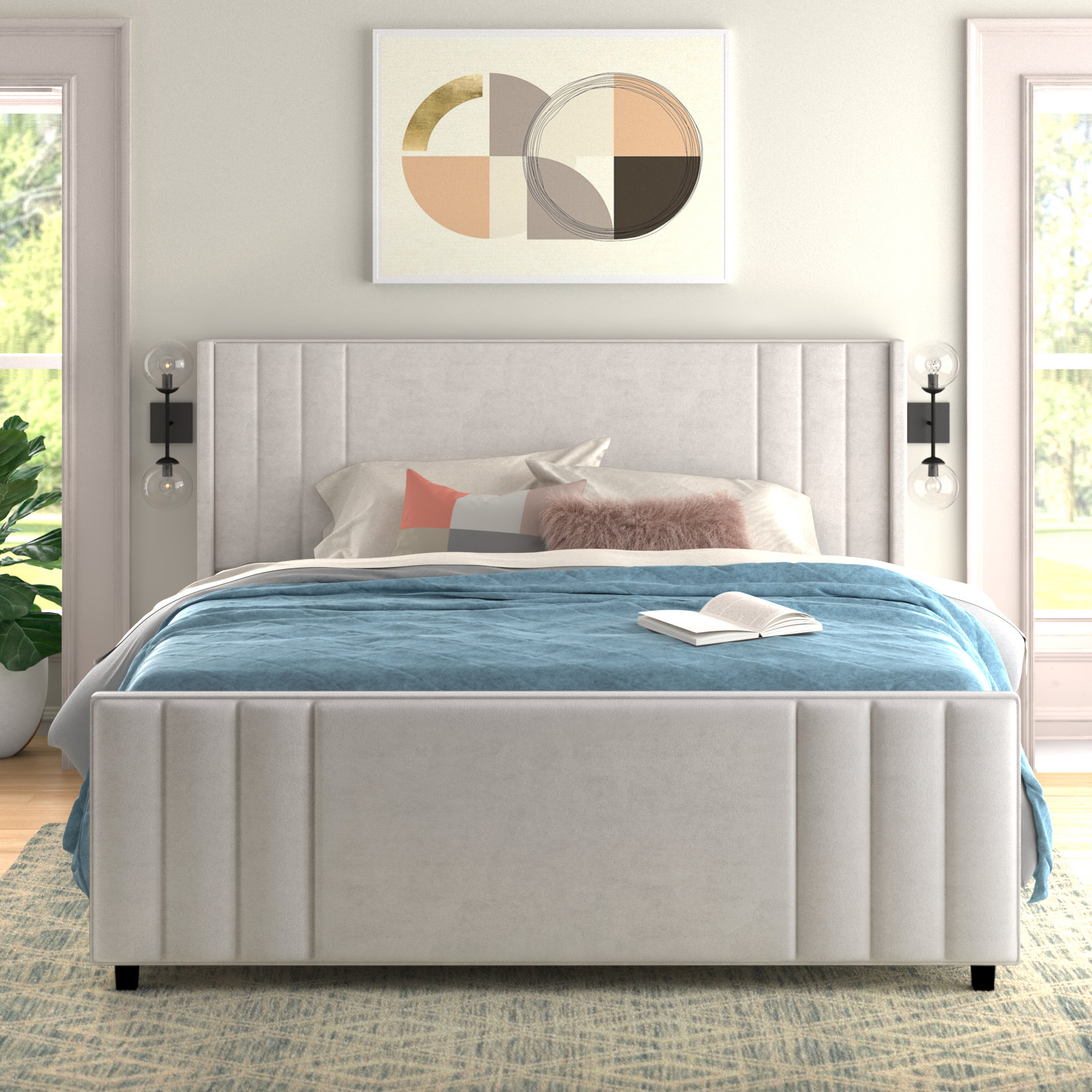 Wade Logan® Aurieona Velvet Upholstered Platform Bed with Vertical ...