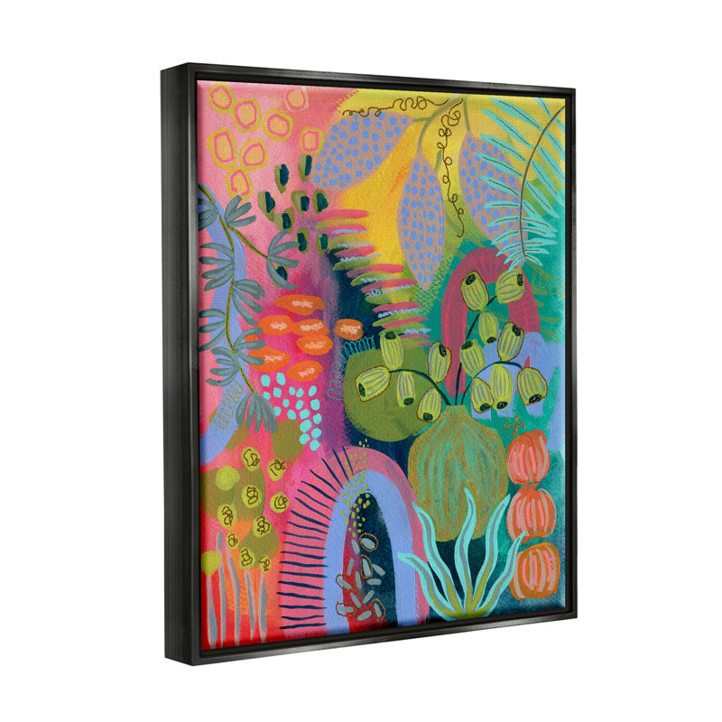 «Red Barrel Studio® Abstract Botanicals Vivid Hues» par Suzanne Allard, Cadre flottant noir de jais