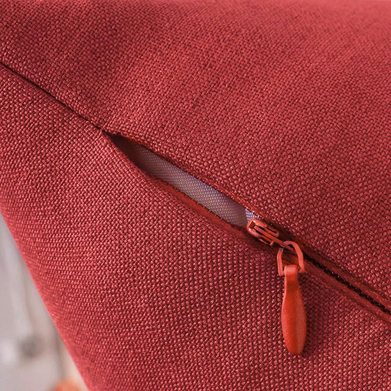 Ensemble de 2 housses de coussin décoratives tissées texturées et imperméables rouges - Extérieur et intérieur 18 po x 18 po