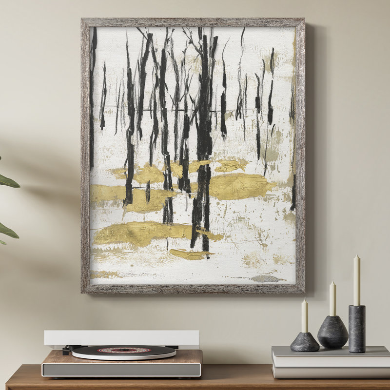 «Gilded Winter I», reproduction encadrée - bois massif, H 15 po x l 12 po