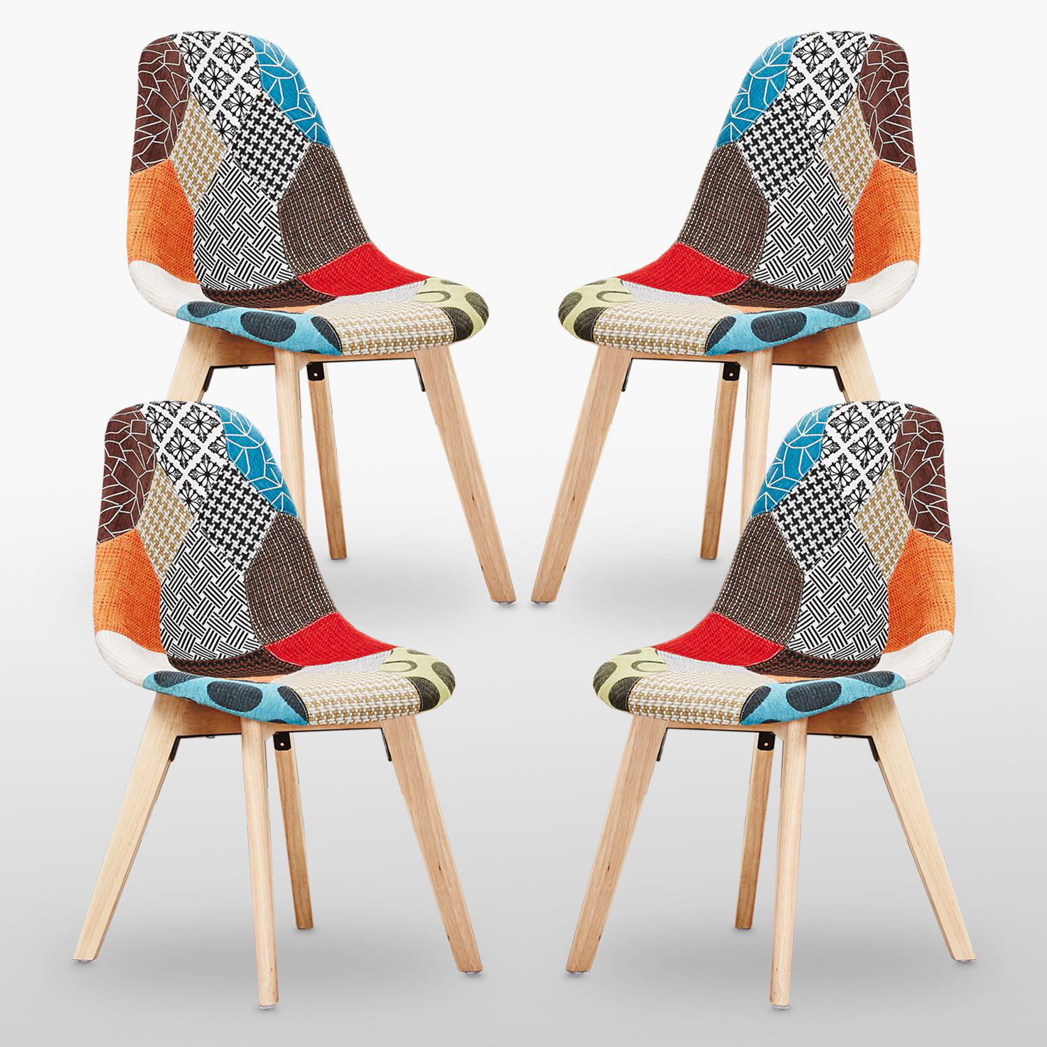 BohoLiving Theresa Patchwork Retro Dining Chairs Fabric