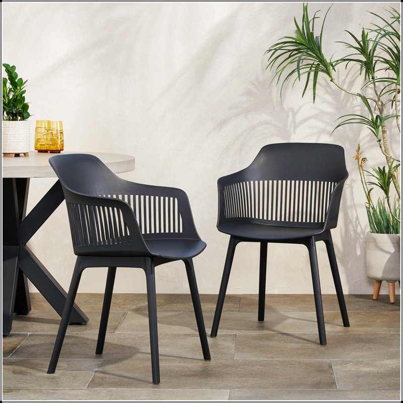 Ensemble de chaises d'extérieur DAHLIA avec mélange de plastique résistant aux intempéries, durable et élégant pour le patio et le jardin
