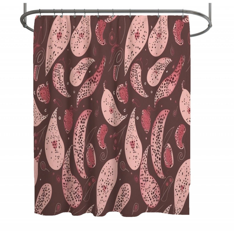 Rideau de douche à motif cachemire - Décoration de salle de bain abstraite, H 83 po x l 70 po