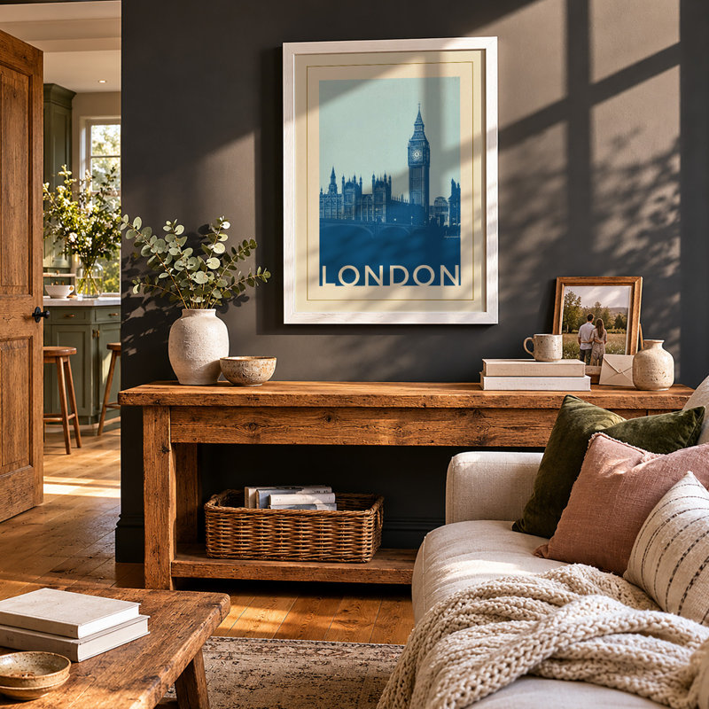 Postcard From London Vintage - Print, A1 - 84.1 x 59.4 cm, White