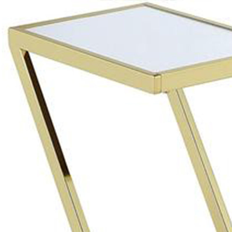Table d'appoint rectangulaire Elbert, Or, Verre givré
